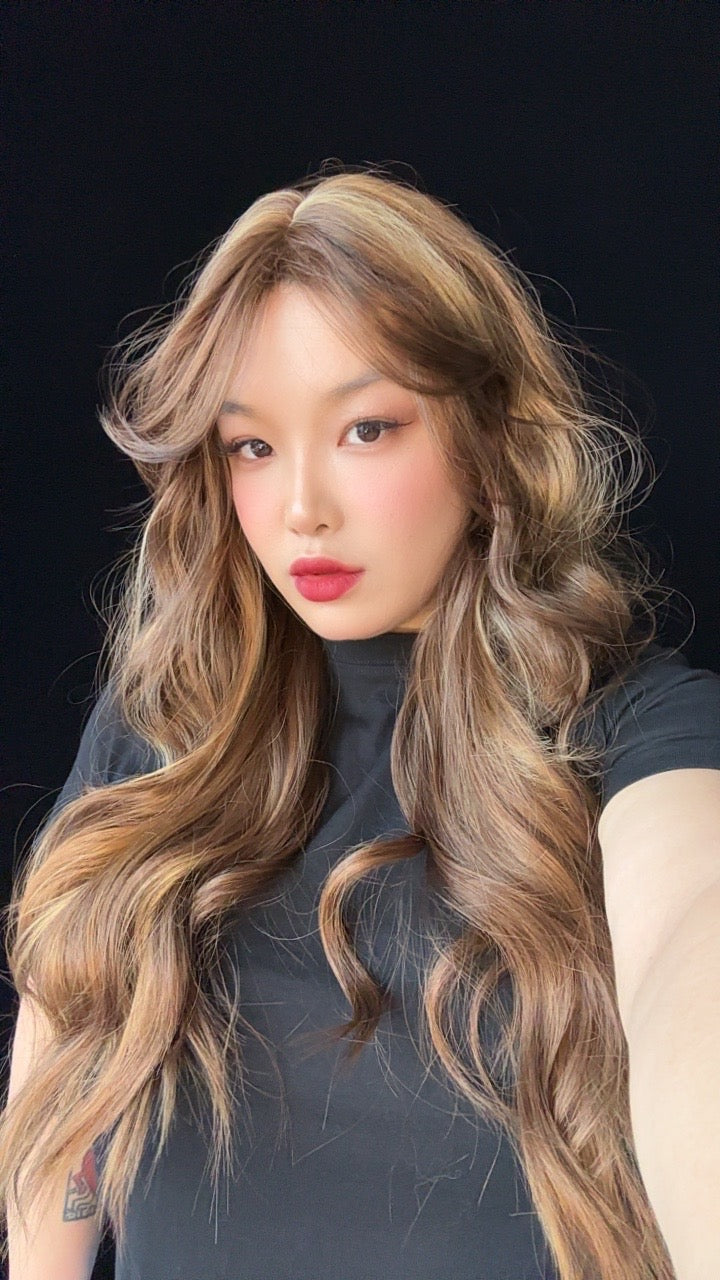 JBEXTENSION 26 Inches Long Caramel Body Wave With Bangs MANDA CARAMEL