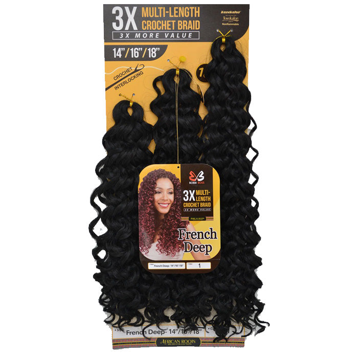 Bobbi Boss 3X Multi-Length Crochet Braid FRENCH DEEP 14/16/18 Inch