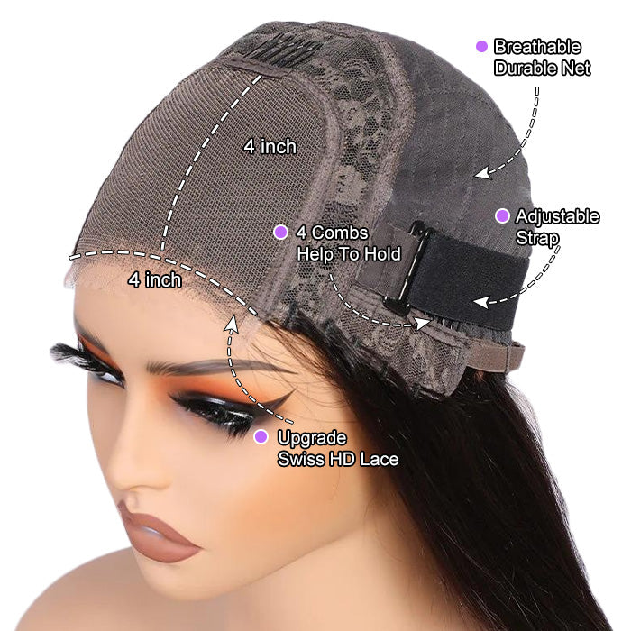 220% Density Straight Bob Wigs Pre Cut 13x4 HD Lace Real Glueless Wigs 100% Human Hair