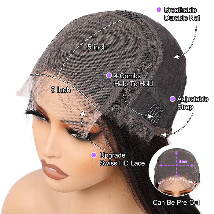 Curly Hair 5x5 HD Lace Closure Wig 100% Virgin Human Hair Wigs Pre Plucked Hairline Glueless Wig