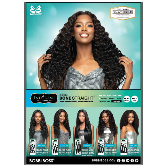 Bobbi Boss Indiremi 100% Unprocessed Virgin Remy Hair Weave Bone Straight - JERRY CURL MULTI
