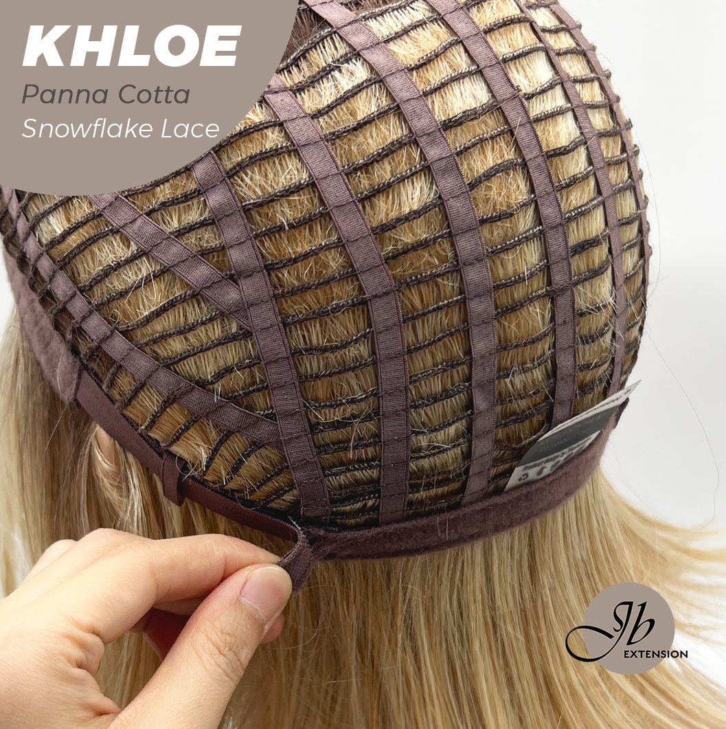 JBEXTENSION 12 Inches Bob Cut Panna Cotta Pre-Cut Snowflake Lace Frontlace Glueless Wig KHLOE PANNA COTTA【PERMATEASE】【BENDY EAR TABS】