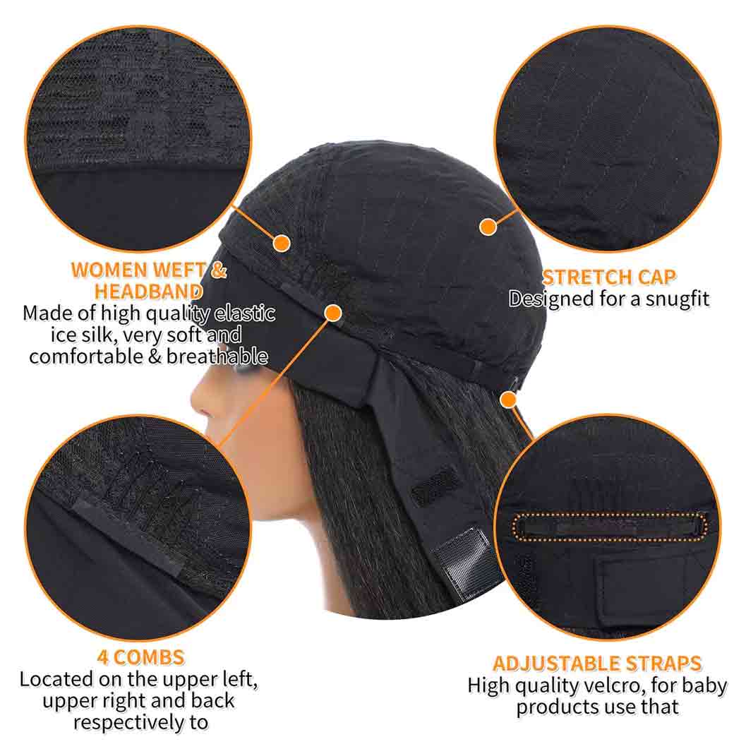 JBEXTENSION 12 Inches Short Hair Dark Brown Headband Wig RUSH FADE BOB - DARK BROWN