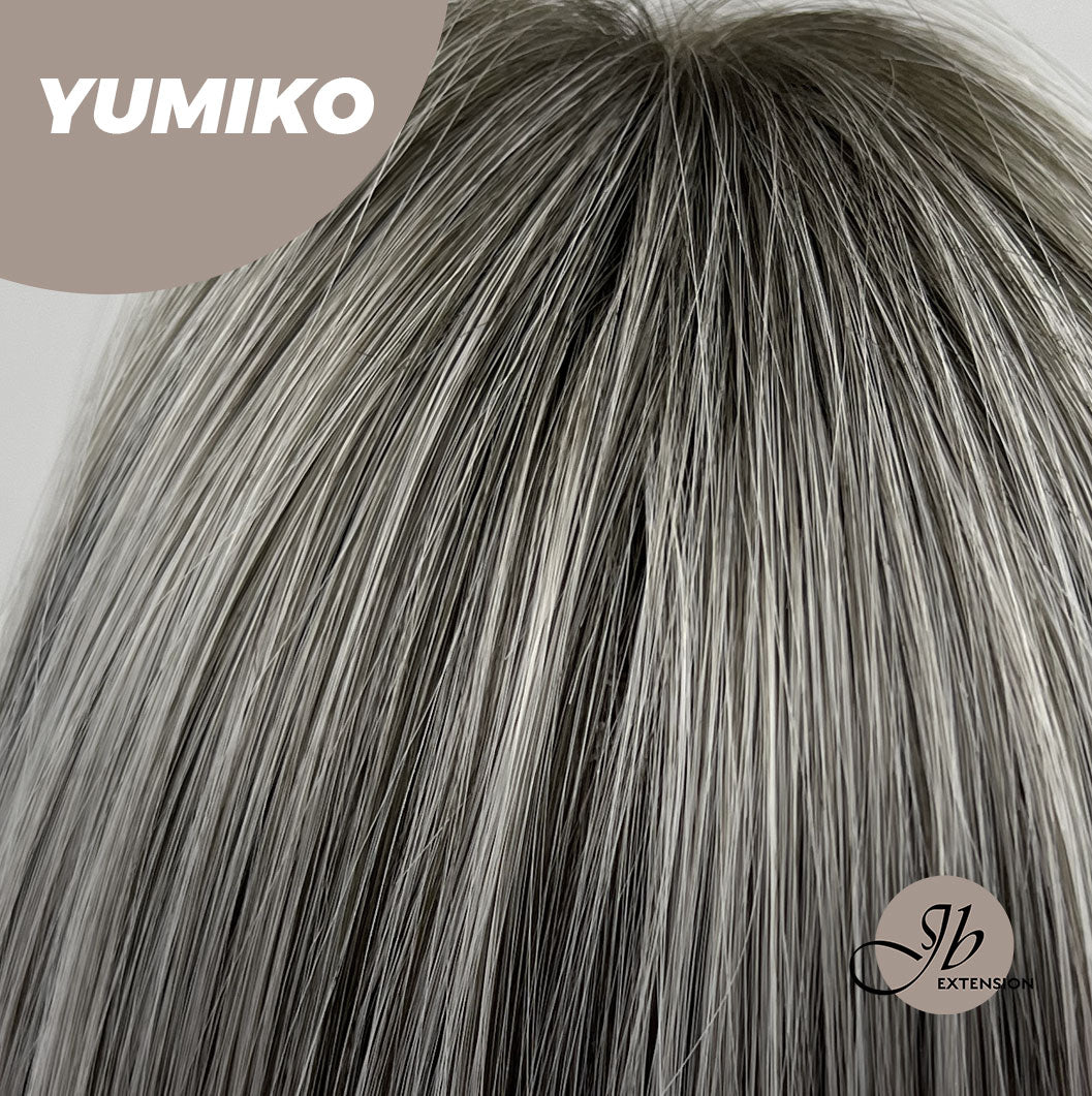 JBEXTENSION 12 Inches Bob Cut Grey Wig With Bangs YUMIKO