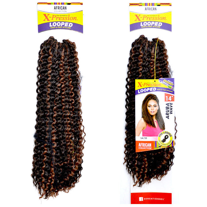 Sensationnel African Collection X-Pression Pre-Looped Crochet Braid ARUBA WAVE 14 Inch