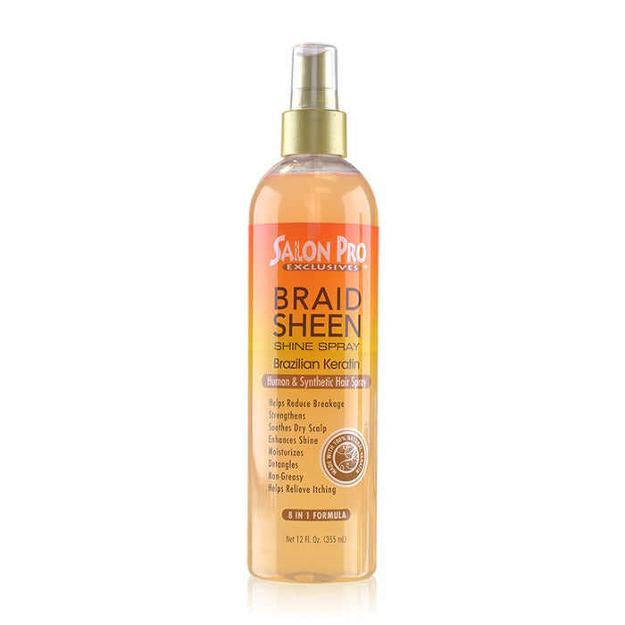 Salon Pro Exclusives Braid Sheen Shine Spray - BRAZILIAN KERATIN OIL 12 oz