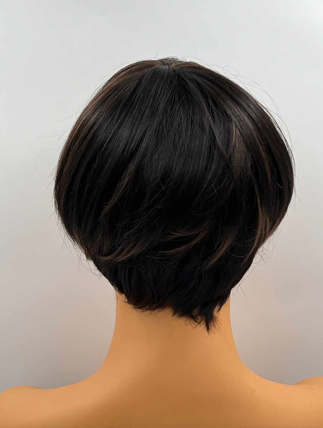 JBEXTENSION 8 Inches Pixie Cut Black Mix Brown Color Wig LILLIAN
