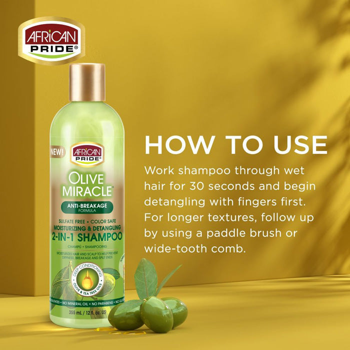 African Pride Olive Miracle 2-in-1 Shampoo Conditioner 12 oz