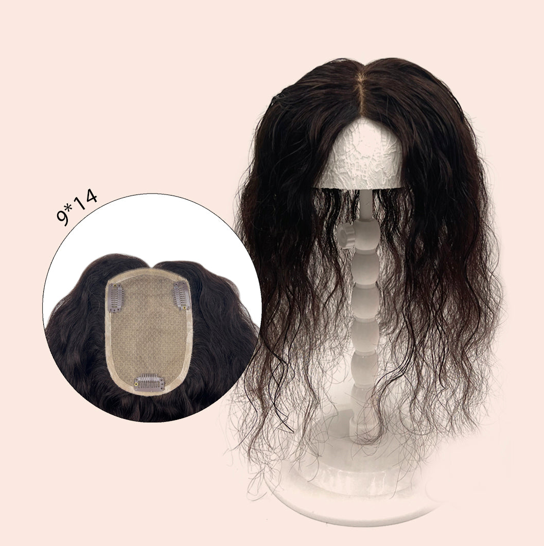 JBEXTENSION 10 Inches Natural Black Brown HUMAN HAIR WAVE TOPPER 9*14