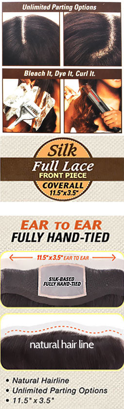 Sensationnel Bare & Natural 100% Brazilian Virgin Remi SILK FULL LACE FRONT PIECE COVERALL WAVY / BODY 12" (11.5 x 3.5)