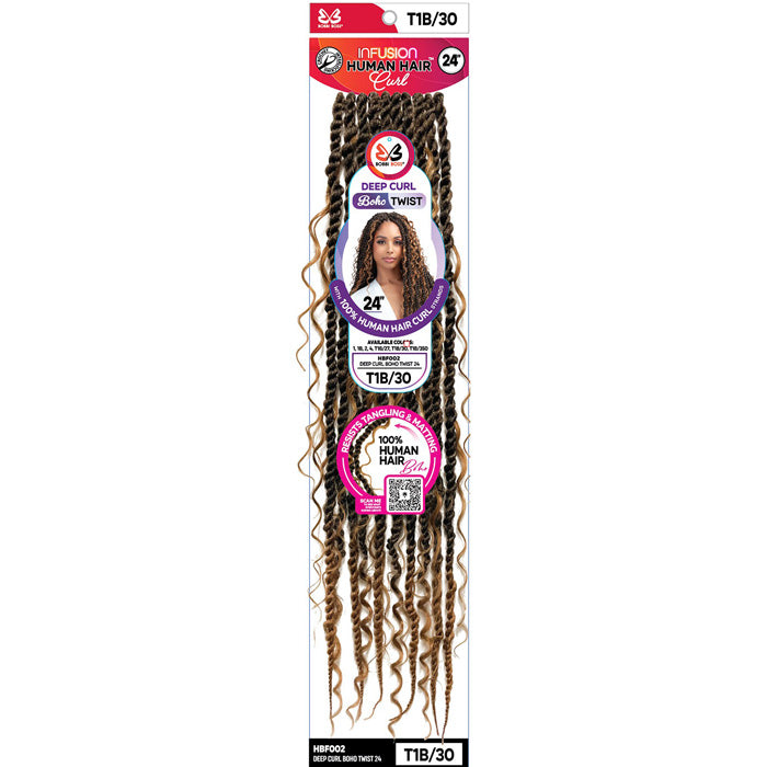 Bobbi Boss Infusion Human Hair Curl Crochet Braids - HBF002 DEEP CURL BOHO TWIST 24"
