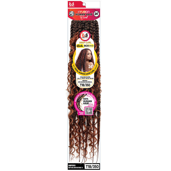 Bobbi Boss Infusion Human Hair Curl Crochet Braids - HBF003 DEEP CURL BOHO BOX BRAID 24"