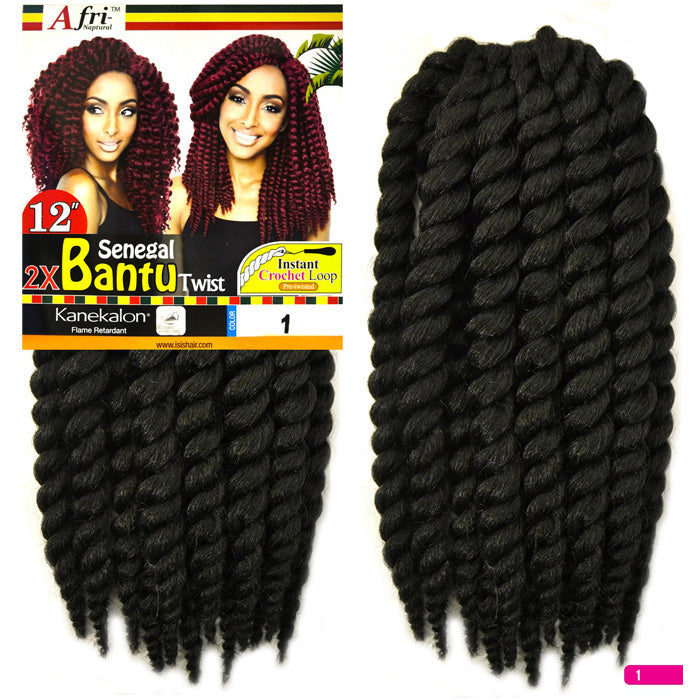 Mane Concept Isis Afri-Naptural Pre-Looped Crochet Braid - 2X SENEGAL BANTU TWIST 12"