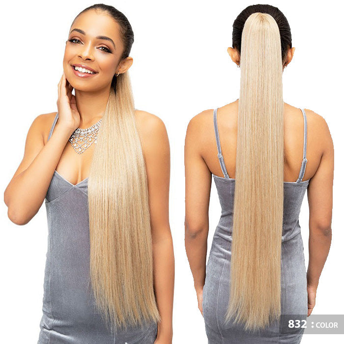 Janet Collection Synthetic Noir Everytime Drawstring Ponytail - OLIVIA LONG
