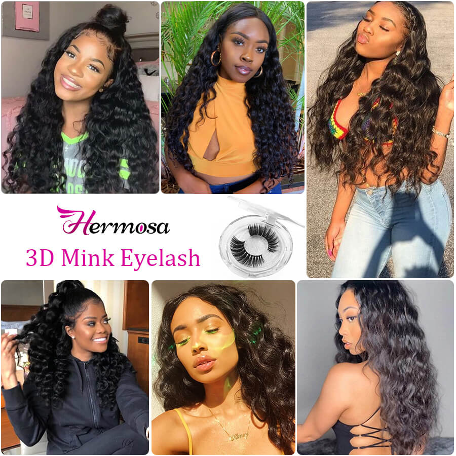 Brazilian Loose Deep Wave Hair 3 Bundles 12A Unprocessed Virgin Human Hair Weave Natural Black Color Hermosa Hair