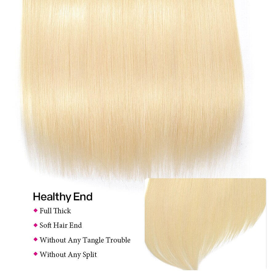 Ombre T1B/613 Blonde Brazilian Straight Hair 3 Bundles With 4*4 Closure Virgin Human Hair