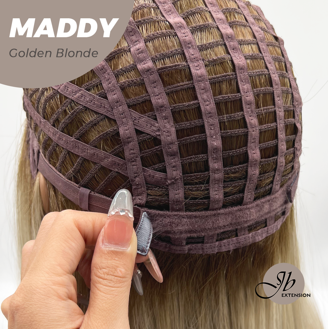 JBEXTENSION 18 Inches Golden Blonde Women Fashion Full Machine Wig MADDY GOLDEN BLONDE【PLUS PERMATEASE】【BENDY EAR TABS】