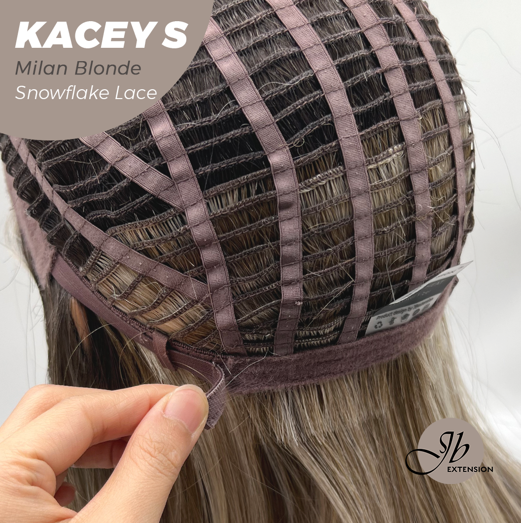 JBEXTENSION 20 Inches Milan Blonde Pre-Cut Snowflake Lace Frontlace Glueless Wig KACEY S MILAN BLONDE【PERMATEASE】【BENDY EAR TABS】