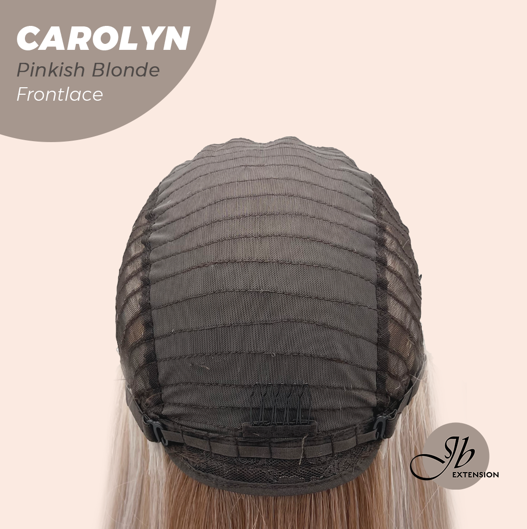 JBEXTENSION 26 Inches Straight Pinkish Blonde Highlight Pre-Cut Frontlace Glueless Wig CAROLYN
