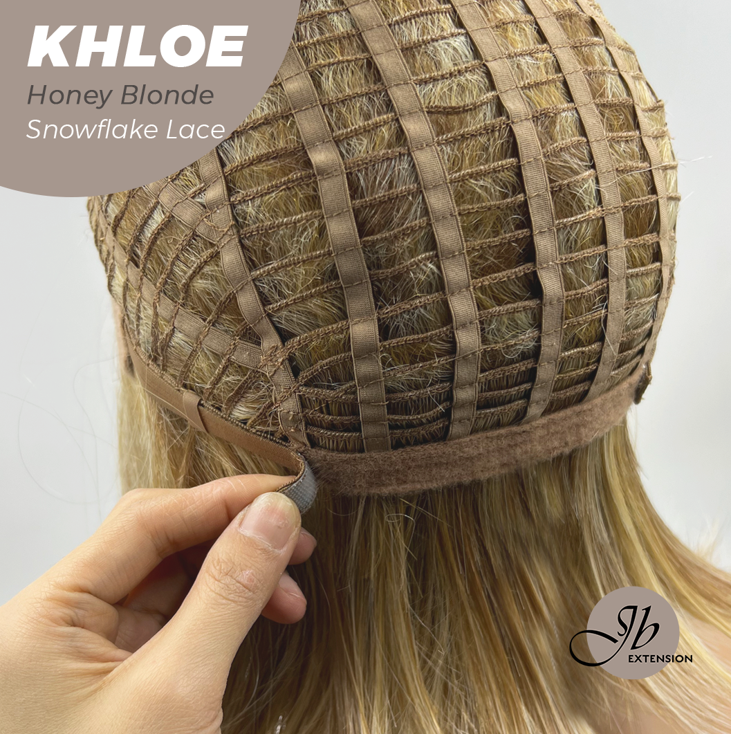 JBEXTENSION 12 Inches Bob Cut Honey Blonde Pre-Cut Snowflake Lace Frontlace Glueless Wig KHLOE HONEY BLONDE【PERMATEASE】【BENDY EAR TABS】