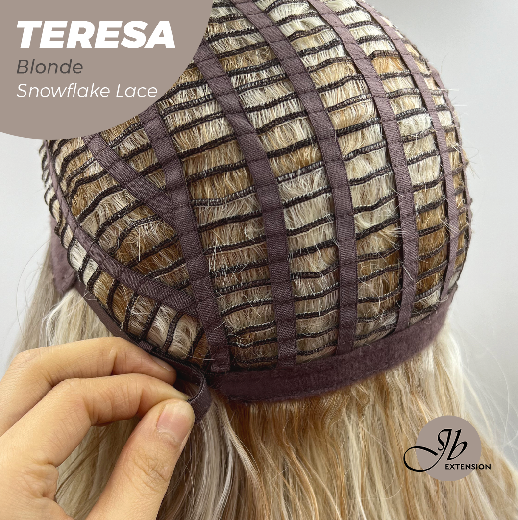 JBEXTENSION 18 Inches Mix Blonde Pre-Cut Snowflake Lace Frontlace Glueless Wig TERESA BLONDE【PERMATEASE】【BENDY EAR TABS】- M/L