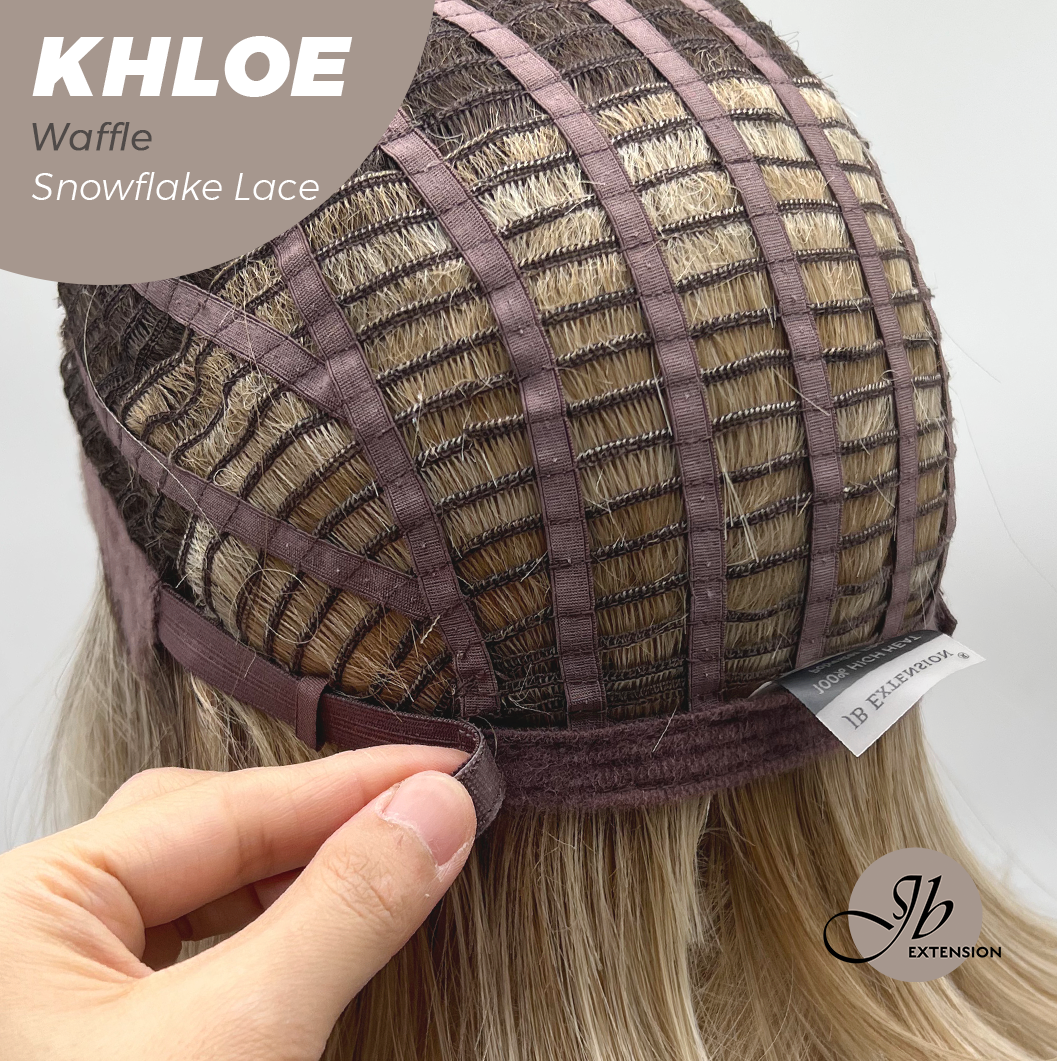JBEXTENSION 12 Inches Bob Cut Waffle Pre-Cut Snowflake Lace Frontlace Glueless Wig KHLOE WAFFLE【PERMATEASE】【BENDY EAR TABS】- M/L