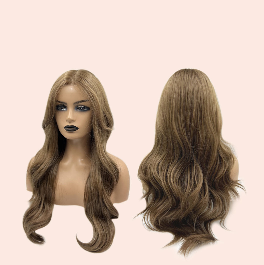 JBEXTENSION 26 Inches Curly Women Light Brown Wig Pre-Cut Frontlace Glueless Wig EMMIE LIGHT BROWN