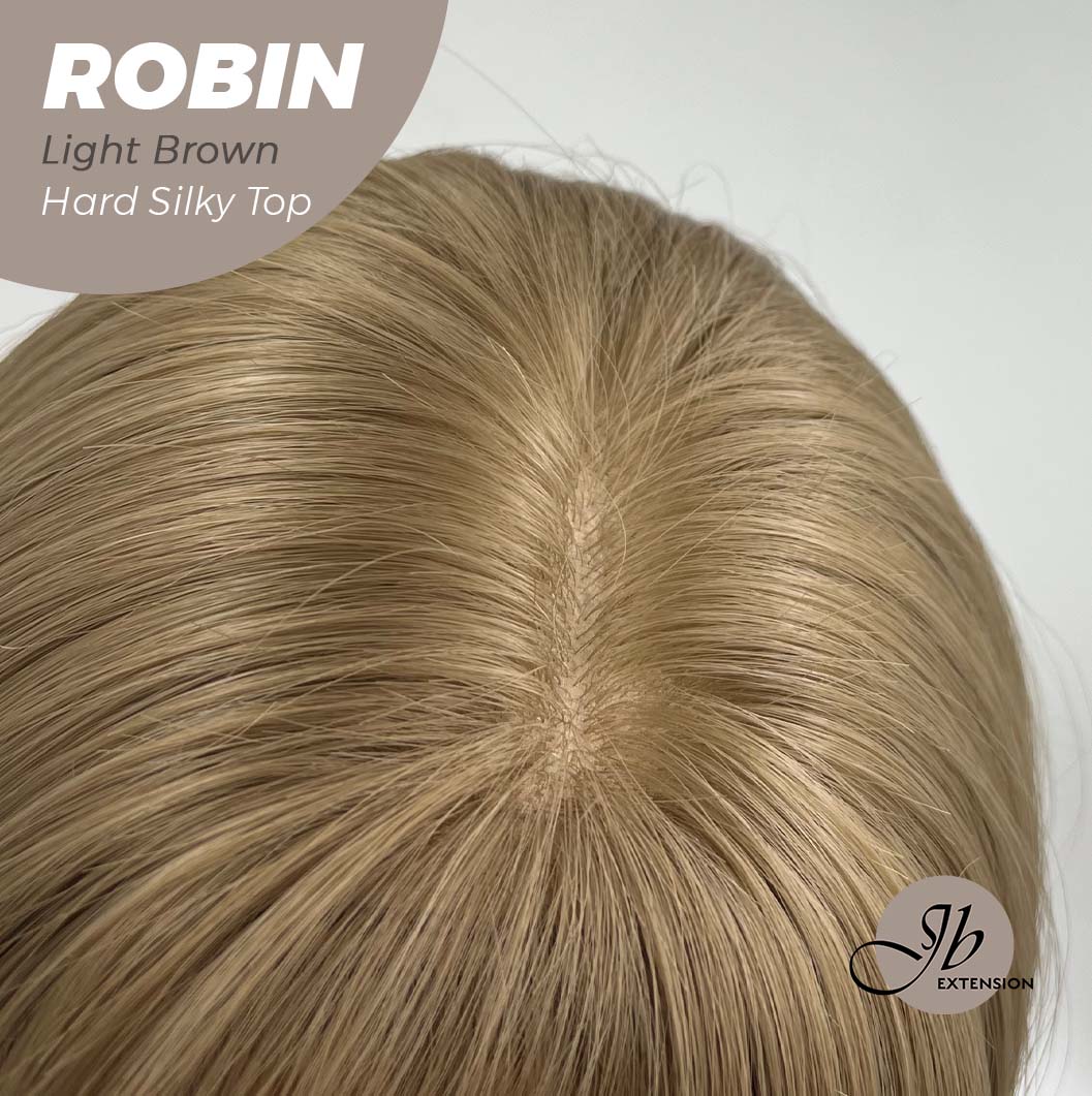 JBEXTENSION 22 Inches Scalpiana Light Brown Wolf Cut 3.5X4 Hard Silky Top Natural Scalp Effect Wig ROBIN LIGHT BROWN