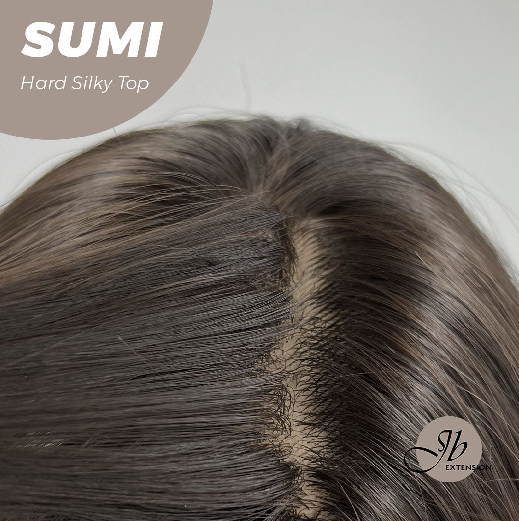 JBEXTENSION 24 Inches Scalpiana Wave Midnight Brown( Black/Brown) 3.5X4 Hard Silky Top Natural Scalp Effect Wig With Curtain Bang SUMI