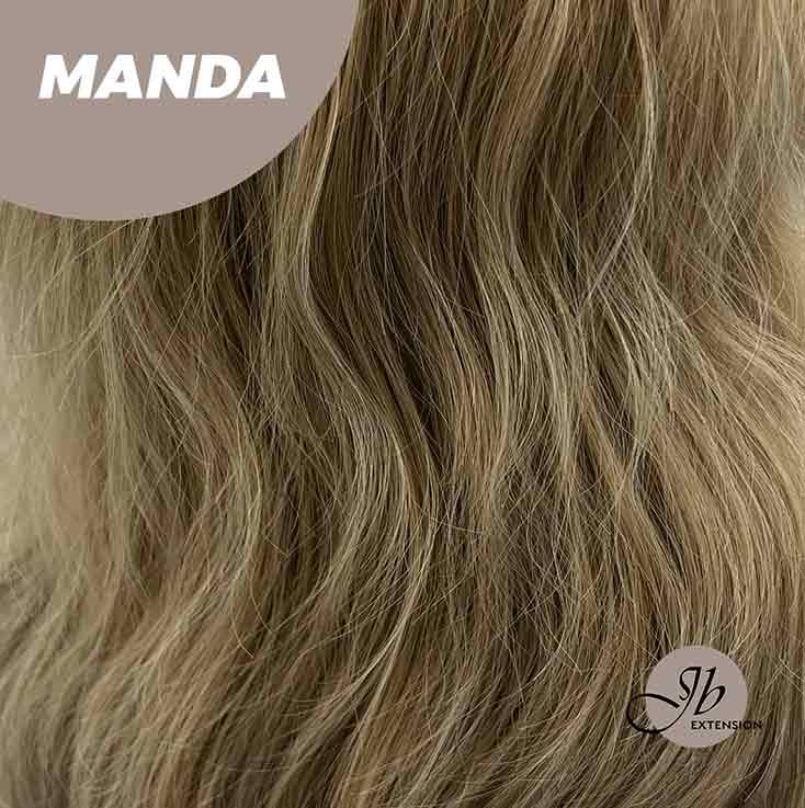 JBEXTENSION 26 Inches Mix Blonde With Dark Root Body Wave With Bangs MANDA