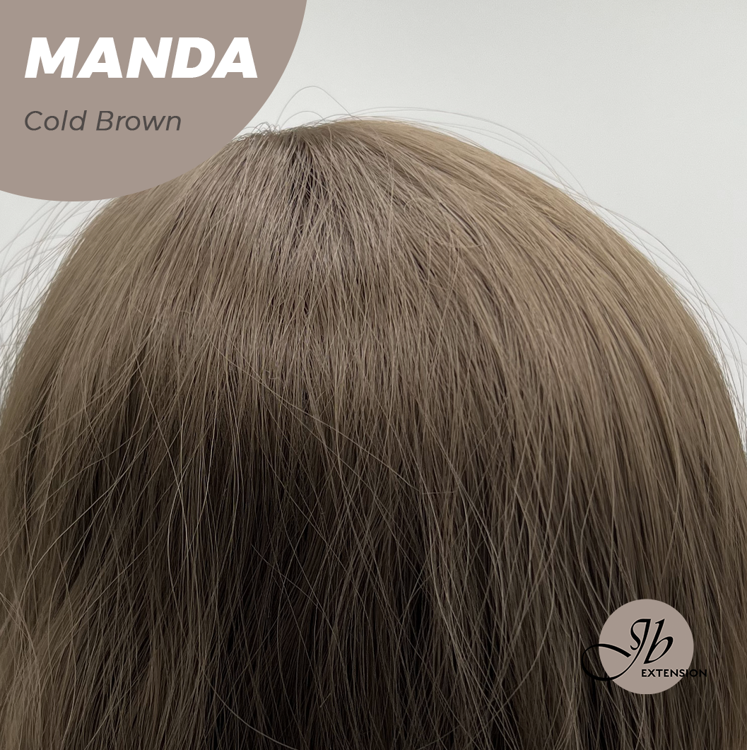 JBEXTENSION 26 Inches Long Cold Brown Body Wave with Bangs MANDA COLD BROWN