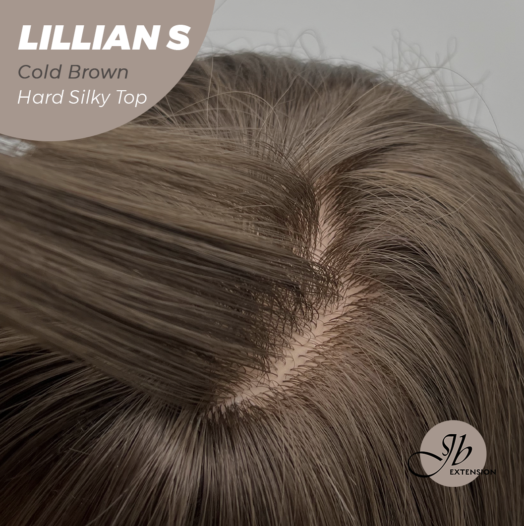 JBEXTENSION 22 Inches Scalpiana Cold Brown Curly 3.5X4 Hard Silky Top Natural Scalp Effect Wig LILLIAN S COLD BROWN