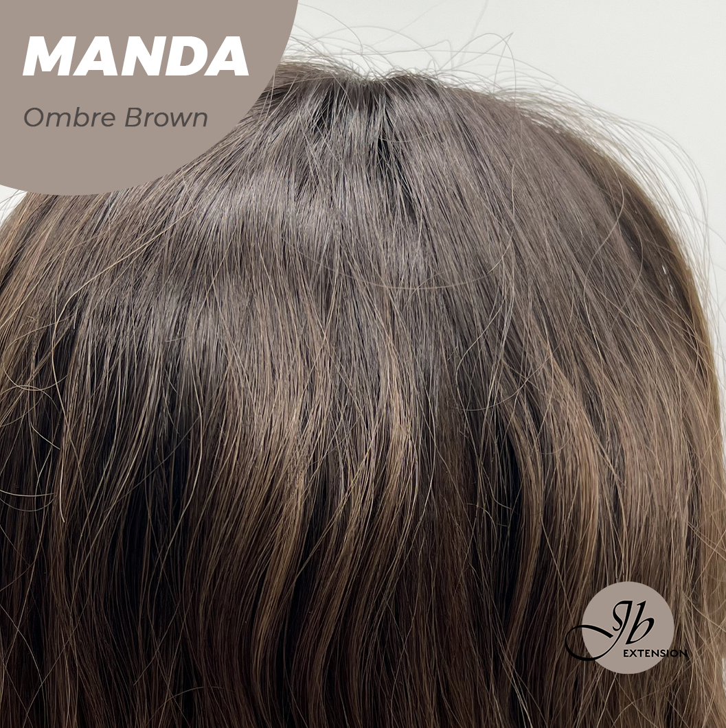 JBEXTENSION 26 Inches Long Ombre Brown Body Wave With Bangs MANDA OMBRE BROWN