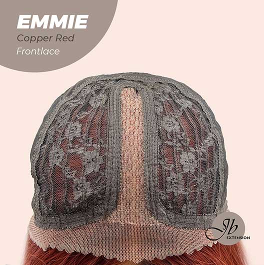 JBEXTENSION 26 Inches Curly Women Copper Red Wig Pre-Cut Frontlace Glueless Wig EMMIE COPPER RED