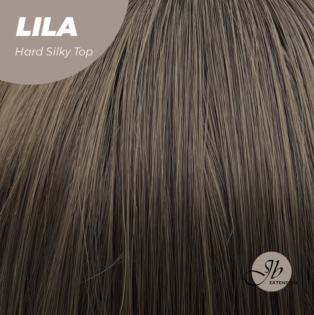 JBEXTENSION 20 Inches Scalpiana Cold Brown Wolf Cut 3.5X4 Hard Silky Top Natural Scalp Effect Wig With Bangs LILA