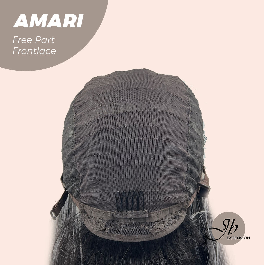 Get this look with our 18 Inches Black With White Highlight Pre-Cut Free Part Frontlae Glueless Wig AMARI