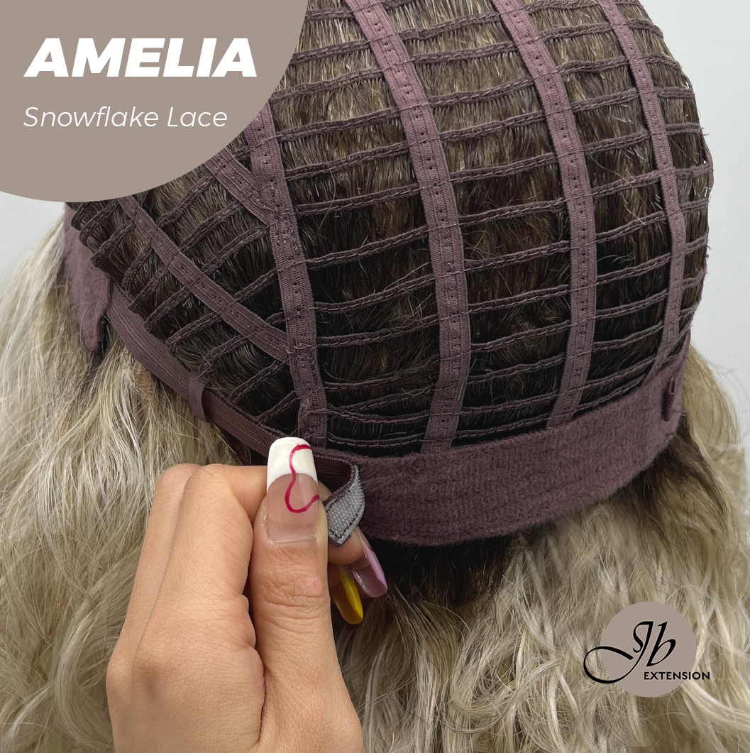 JBEXTENSION 13 Inches Deep Curly Blonde Pre-Cut Snowflake Lace Frontlace Glueless Wig AMELIA【PERMATEASE】【BENDY EAR TABS】