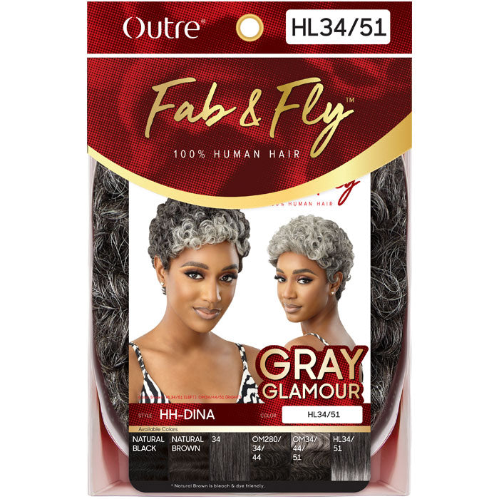 Outre Fab & Fly Gray Glamour 100% Human Hair Wig - HH-DINA