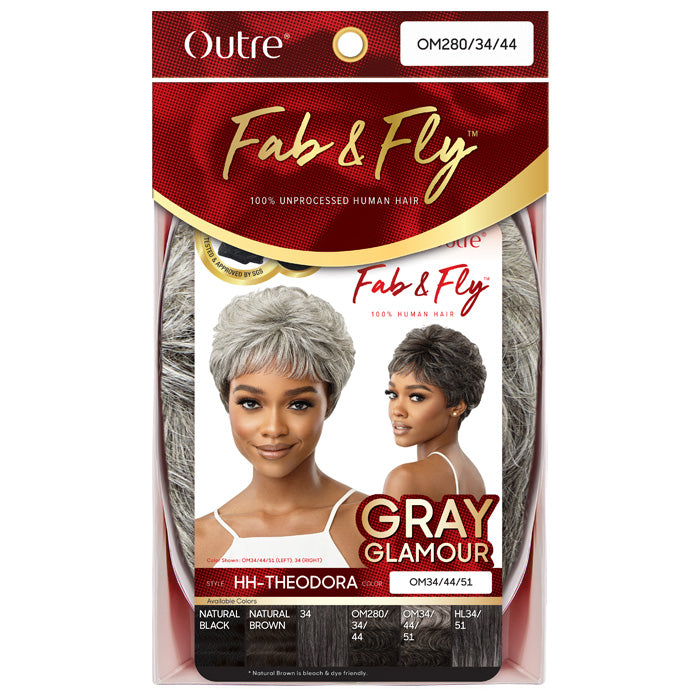 Outre Fab & Fly 100% Human Hair Full Cap Wig Gray Glamour - THEODORA