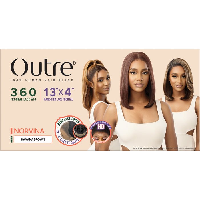 Outre 100% Human Hair Blend HD 360 Edge 13X4 Lace Front Wig - NORVINA
