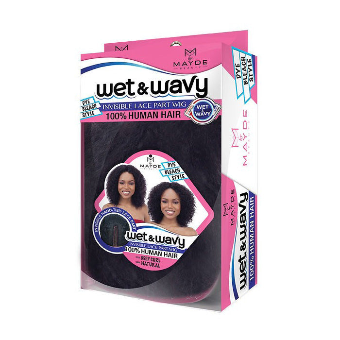 Mayde Beauty Human Hair Wet & Wavy Invisible Lace Part Wig - DEEP CURL