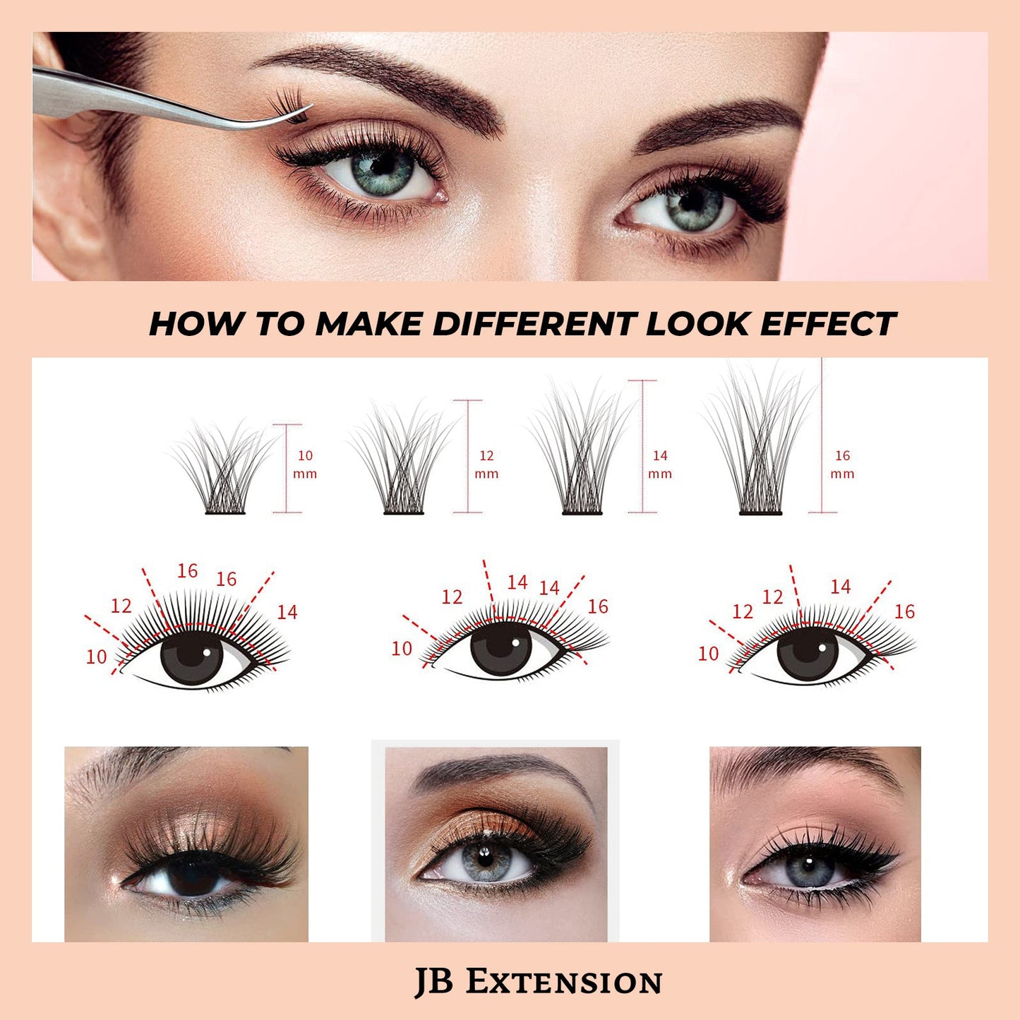 JBextension DIY Cluster Lashes 72 Clusters Lashes NO GLUE Included¡¾Blossom Bloom-Lash¡¿