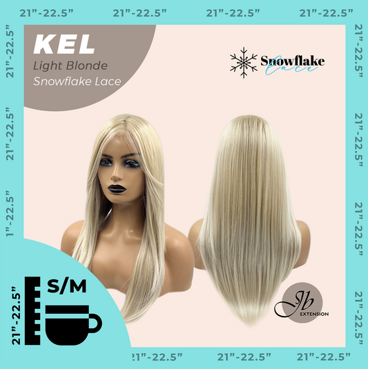 JBEXTENSION 22 Inches Light Blonde Pre-Cut Snowflake Lace Frontlace Glueless Wig KEL LIGHT BLONDE【PERMATEASE】【BENDY EAR TABS】- S/M