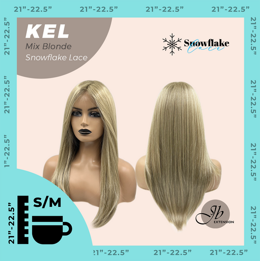 JBEXTENSION 22 Inches Mix Blonde Pre-Cut Snowflake Lace Frontlace Glueless Wig KEL MIX BLONDE【PERMATEASE】【BENDY EAR TABS】- S/M