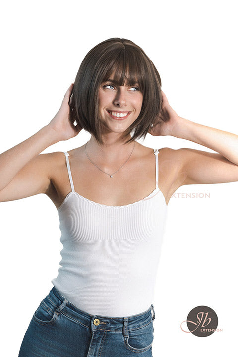 JBEXTENSION 10 Inches Short Bob Cut Brown Wig CATIA BROWN