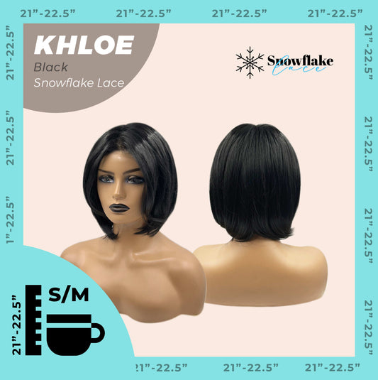 JBEXTENSION 12 Inches Bob Cut Black Pre-Cut Snowflake Lace Frontlace Glueless Wig KHLOE BLACK【PERMATEASE】【BENDY EAR TABS】