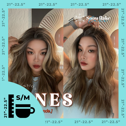 JBEXTENSION 22 Inches Mix Blonde Pre-Cut Snowflake Lace Frontlace Glueless Wig INéS SNOWFLAKE【PERMATEASE】【BENDY EAR TABS】- S/M