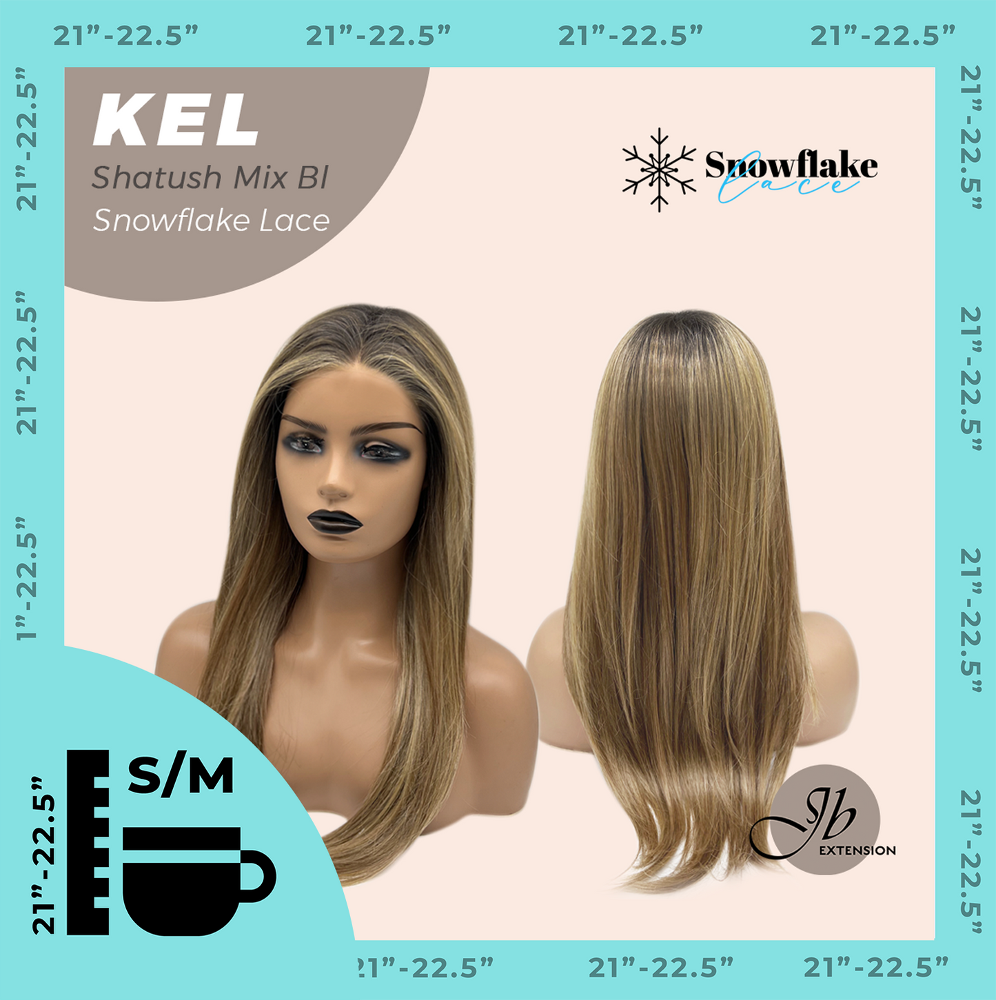 JBEXTENSION 22 Inches Shatush Mix Blonde Pre-Cut Snowflake Lace Frontlace Glueless Wig KEL SHATUSH MIX BLONDE【PERMATEASE】【BENDY EAR TABS】