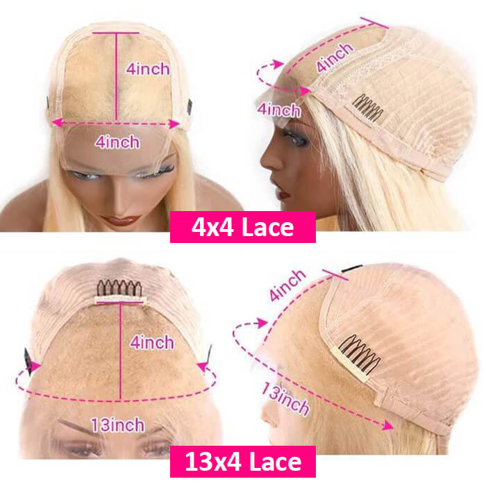 613 Blonde Short Bob Lace Front Wig Straight Hair 13*4 Lace Wigs Colored Human Hair Wigs