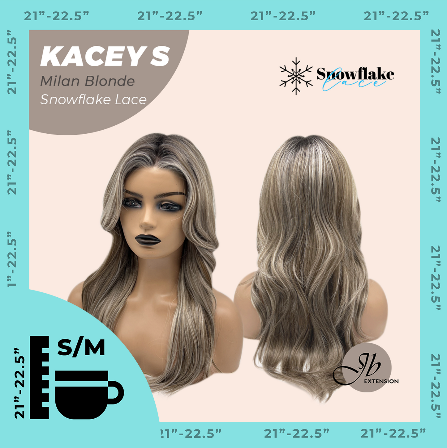 JBEXTENSION 20 Inches Milan Blonde Pre-Cut Snowflake Lace Frontlace Glueless Wig KACEY S MILAN BLONDE【PERMATEASE】【BENDY EAR TABS】
